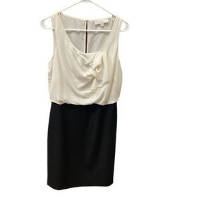 Elegant Cream and Black Sleeveless Dress